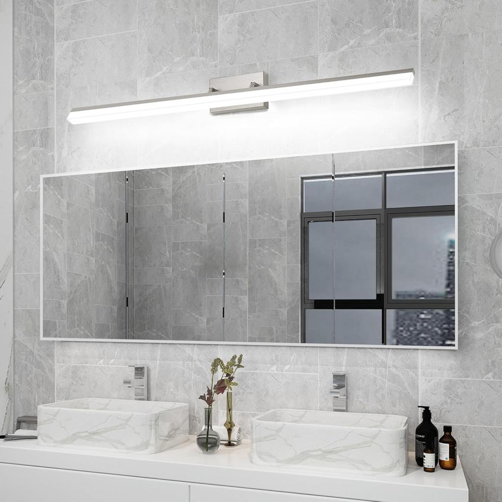 Brayden Studio Éclairage à DEL pour salle de bain, éclairage de meuble-lavabo blanc froid 5000K à intensité variable, lumière réglable en nickel brossé - Wayfair Canada