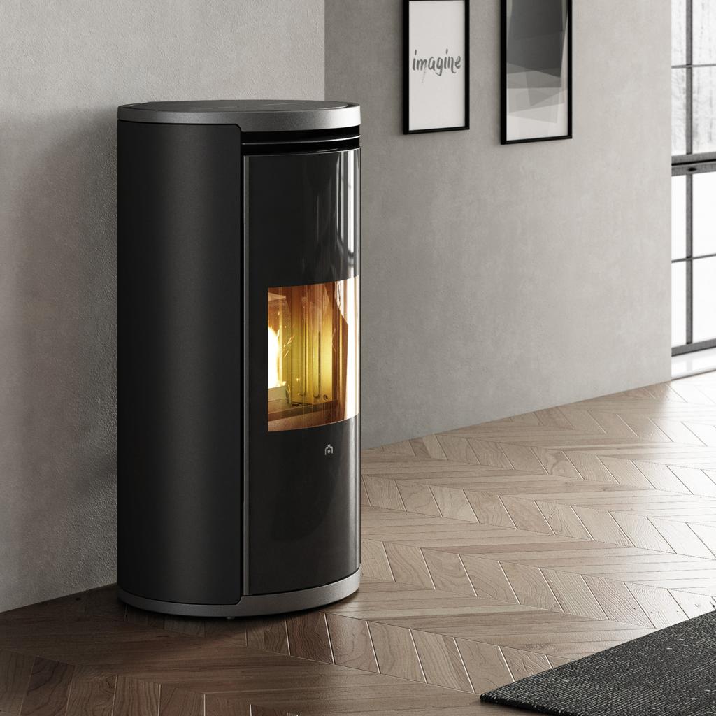 Edilkamin Evia2 Up Pelletofen Glas / Stahl Schwarz | 6 bis 8 kW | im kamdi24-Shop kaufen