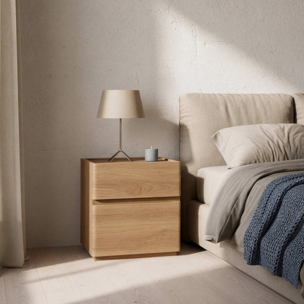 2-drawers bedside table in natural wood finish Einar | Klast Home