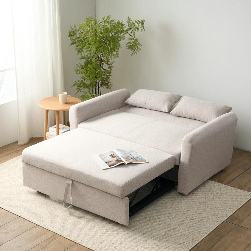 Luisa 2 Seater Sofa Bed - Sand, Small Sofas by HipVan | View at HipVan Atelier Showroom