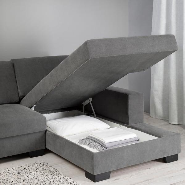 SÖRVALLEN 3-seat sofa-bed with chaise longue, right/Tallmyra medium grey  - IKEA Germany