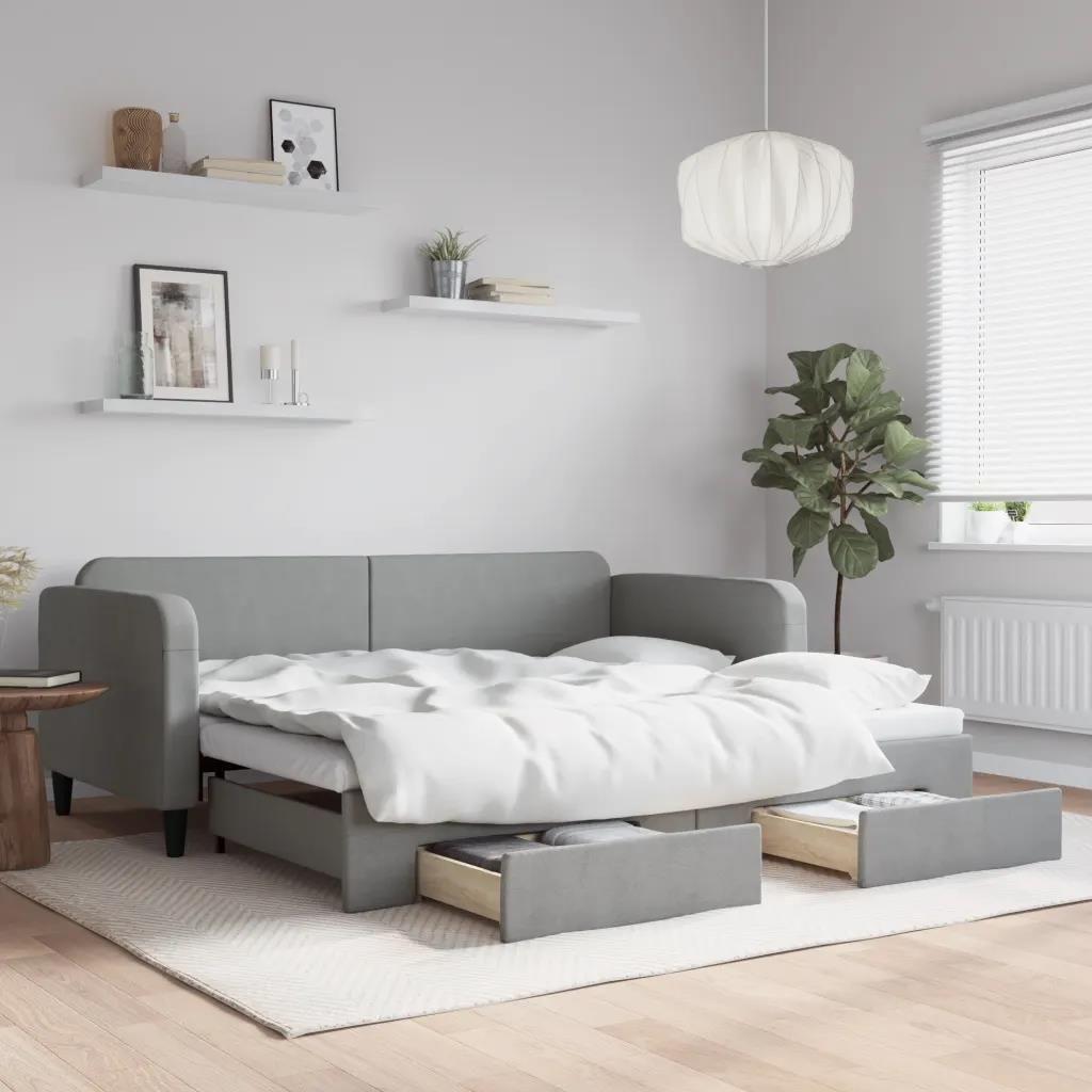Vidaxl Sofa Rozsuwana Z Szufladami Jasnoszara 90X190 Cm Tkanina 3196862 - Opinie i atrakcyjne ceny na Ceneo.pl